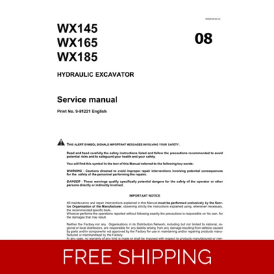 CASE WX145, WX165, WX185 EXCAVATOR SERVICE REPAIR MANUAL